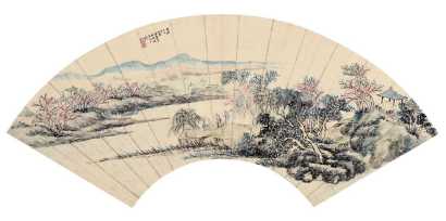余嘉年 甲戌（1874年）作 江南春色 扇面